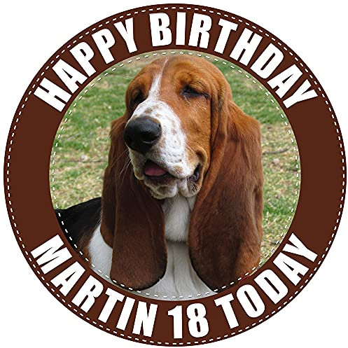 Basset Hound Dog - Any Size (4in - 7.5in) Personalised Edible Cake Topper on Premium Icing