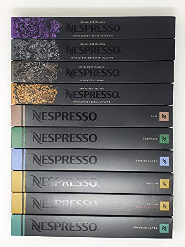 NESPRESSO cafe Nespresso 10 Type X10 pieces de ROMA DECAFFEINATO Volluto CAPRICCIO Livanto RISTRETTO ARPEGGIO COSI Fortissio LUNGO Vivalto Lungo
