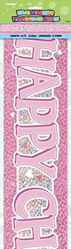 Unique Party Prismenbanner zur Taufe, 3,6 m, 3,6 m, Pink