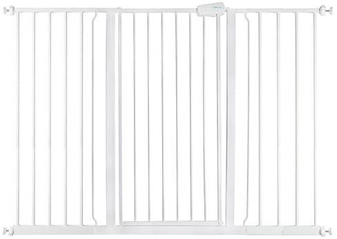 Safetots Extra Tall Metal Safety Gate Pressure Fit, 133.2cm - 140.8cm, White, 104cm in Height, Extra Tall Stair Gate, Tall Baby Gate, Easy Installation