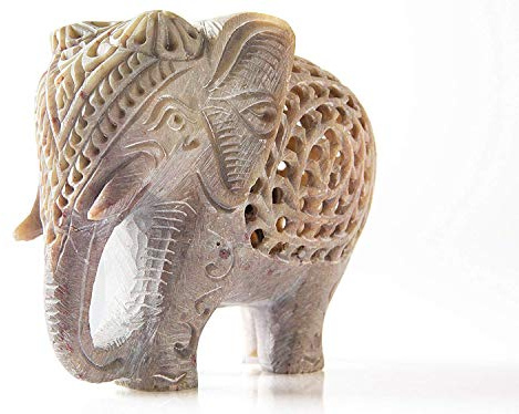 StarZebra - Nested White Elephant Figurines Handmade in Jali or Openwork From a Single Block of Stone From India by StarZebra