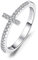 JewelryPalace - Anello da donna con croce in argento Sterling 925 e zirconia cubica sintetica CZ da 0.11 ct, Argento 925/1000, 17, cod. EU-BR34949908