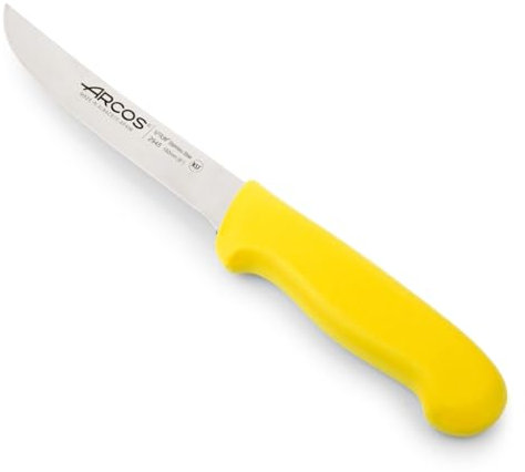 Arcos Cuchillo deshuesador con Hoja Acero Inoxidable Nitrum 160 mm. Cuchillo profesional para cortar huesos carne. Mango ergonómico polipropileno. Serie 2900. Color amarillo.