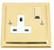 Wall Socket 1 Gang - Victorian Polished Brass - White Insert - Metal Rocker Switch - 13A Single Plug Socket