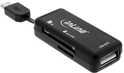 InLine 66776 OTG Card Reader Dual Flex, für SD und microSD, mit USB Buchse und 2 Kartenslots