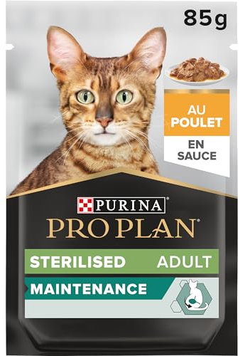 PURINA PRO PLAN STERILISED NUTRISAVOUR Katzenfutter nass für kastrierte Katzen, mit Huhn, 24er Pack (24 x 85g)