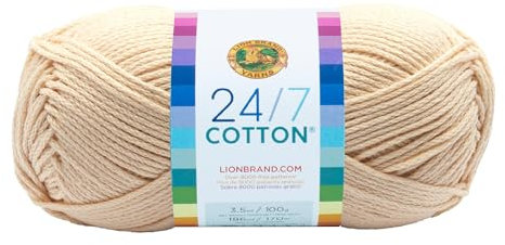 Lion Brand Yarn Company Cotton Yarn, 100 Percent Cotton, Ecru,15.24x6.35x6.35 cm