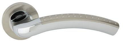 domino Türgriff Drückergarnitur Türklinke für Zimmertür, Bürotür, Kellertür & Innentür Türbeschläge aus Aluminium Chrom/Nickel Türdrückergarnitur SHARON-R M6/M9