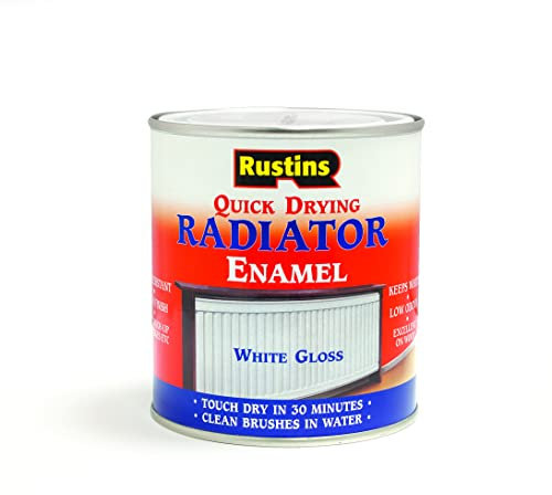 RUSTINS Quick Drying Radiator Enamel Gloss - White 500ml – Durable, Long-Lasting Finish for Radiators That Stands the Test of Time