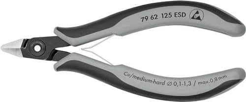 KNIPEX Präzisions-Elektronik-Seitenschneider ESD mit Mehrkomponenten-Hüllen brüniert 125 mm, 79 62 125 ESD