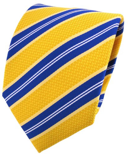 TigerTie Designer Krawatte in gelborange blau weiß gestreift