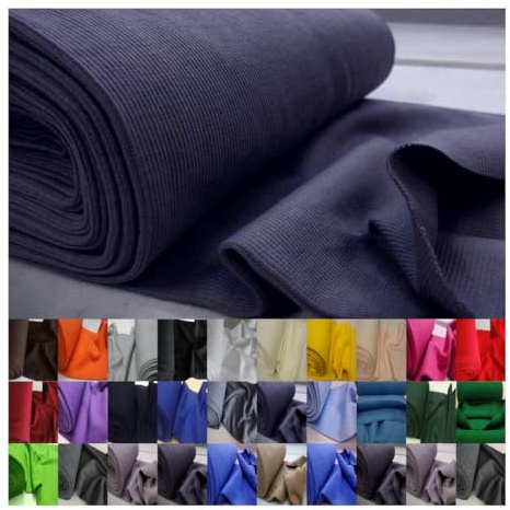 Fabrics-City dunkellblaugrau bi-stretch Bündchenstoff Strickschlauch, Rippenjersey, Jersey Bündchenware für Nähen, Kinder- und Damenmode, Elastischer Strickstoff zum Kleben Stoff, 3644