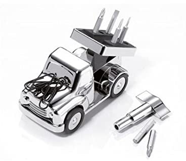 Troika Schreibtischobjekt/Briefbeschwerer 'Walton Truck', Pick Up Truck mit Werkzeugset, mit Magnet für Büroklammern