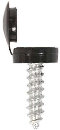 Sealey Npbk50 Number Plate Screw & Flip Cap ?4.2 X 19Mm Black Pack of 50
