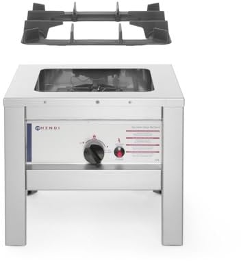HENDI Réchaud à Gaz Professionnel Hokker pour Utilisation en Intérieur, avec Thermocouple et Allumage Électronique, Compatible Gaz Propane et Butane, 6,7kW, 425x425x(H)400mm, Acier Inoxydable