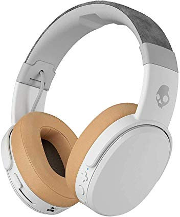 Skullcandy Crusher Wireless Over-Ear Bluetooth Headphones for iPhone and Android with Microphone / 40 Hours Battery Life/Extra Bass Tech/Great for Music, School, Workouts, and Gaming - Grey/Tan