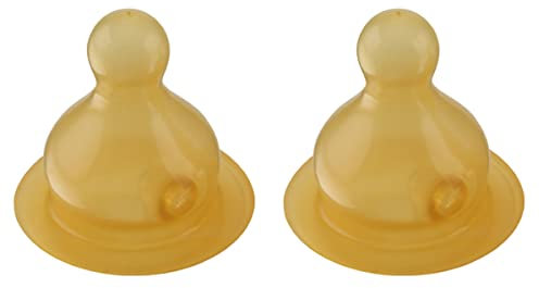 HEVEA Standard Hals Babyflaschensauger - Sauger für Glasflaschen mit langsamem Fluss für Neugeborene - Doppelpack - 100% Naturkautschuk 0-3 Monate