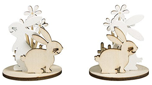 Rayher 46030000 Holz-Steckteile Hasenwiese, 4,5-5,5cm, SB-Btl 2Stück