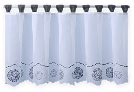 Bistrogardine Punkte ca. 155x45 cm Cafehaus Gardine transparent Voile Fenstergardine Vorhang #1279 (grau)