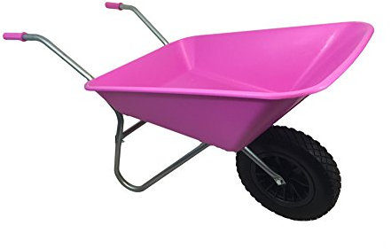 Wheelbarrow Pink Plastic Body with Puncture Proof PU Wheel 85 Litre