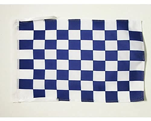 BANDERA A CUADROS AZULES Y BLANCOS 45x30cm - BANDERINA DE CARRERAS AUTOMOVILES - AZUL Y BLANCO 30 x 45 cm cordeles - AZ FLAG