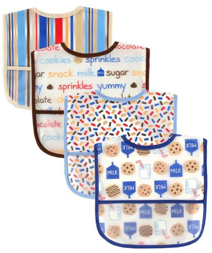 Luvable Friends - 4er Pack Baby Lätzchen, Kunststoff mit Krümelfang