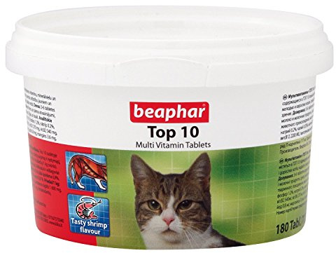 Beaphar TOP 10 CAT MULTI VITAMIN TABLETS 180 TABLETS / 117g VITAMINS & MINERALS