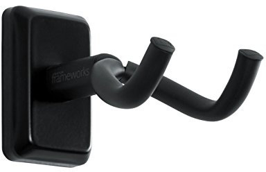 Gator Frameworks Gitarrenwandhalterung, passend für die meisten Gitarren, Akustik-, Elektro- oder Bassgitarren, mit schwarzer Montageplatte (GFW-GTR-HNGRBLK)