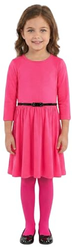 A2Z Girls Long Sleeve Skater Dress with Belt Age 5-13Y | Stylish A-Line Party Dress with Free Belt for Girls