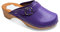 FUTURO FASHION Women's Healthy Natural Genuine Leather Wooden Sole Plain Clogs Unisex Colours, Lilac, 6.5 UK