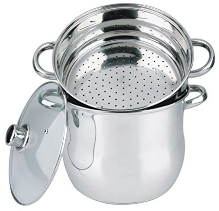 Haussmann Héritage Couscoussier 3 en 1 Acier Inoxydable 8L/Ø22cm | Cuit Vapeur & Faitout, Inclut Panier à Semoule, Couvercle Verre, Compatible Induction & Lave-vaisselle, Sans PFOA