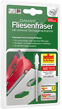 Diamant Fliesenfräser für Stichsägen - Für Wandfliesen aus Keramik bis 8mm - Nicht für Bodenfliesen geeignet - Fliesenschneider, Fliesenwerkzeug