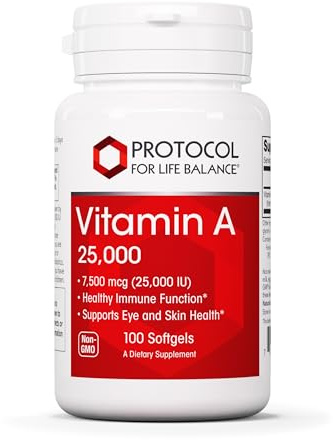 PROTOCOL FOR LIFE BALANCE Vitamin A 25,000 IU - Eye, Retina, and Immune Health - 100 Softgels