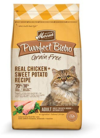 Merrick Purrfect Bistro Grain Free Natural Dry Cat Food For Adult Cats, Real Chicken And Sweet Potato Recipe - 12 lb. Bag