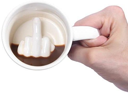 Thumbs Up!-Taza con Diseño Up Yours Mug, Color Blanco, 8 x 8 x 9,5 cm