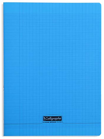 Calligraphe 18292C Un Cahier Agrafé Bleu (une Marque de Clairefontaine) - 24x32 cm - 140 Pages Grands Carreaux - Papier Blanc 90 g - Couverture Polypro Transparent