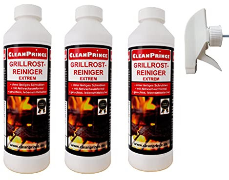 3 Pièce Set cleanprince Barbecue Nettoyant Extrême 500 ML Nettoyeurs de Gril Produit de Nettoyage Barbecue Barbecue