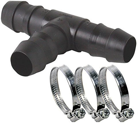 Praher | Peraqua Set | 38mm T-Stück mit 3X Schlauchanschluss (6/4) Plus 3 V2A-Schlauchschellen - für Pool - Teich - Sandfilter - Pumpe - Schwimmbad