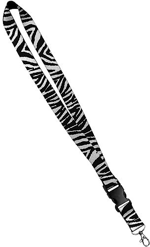 Moose Pet Wear Schlüsselband mit Tierdruck, Satin, niedliches Schlüsselband, Ausweishalter, 3/4 Zoll, schwarz-weißes Zebramuster