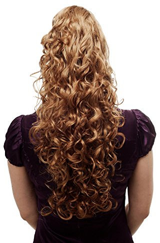 WIG ME UP - N310-24BT27 Voluminös wallendes Haarteil/Zopf/Pferdeschwanz, lockig, sehr lang, ca. 60 cm, Blond-Mix