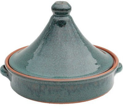 Amazing Cookware 25 cm Terracotta Tagine, Peacock Green