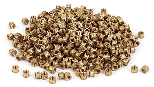 uxcell a16041800ux0826 M3 x 3 mm x 4,3 mm latón moldeado por inyección. Moleteada roscado insertar tuercas