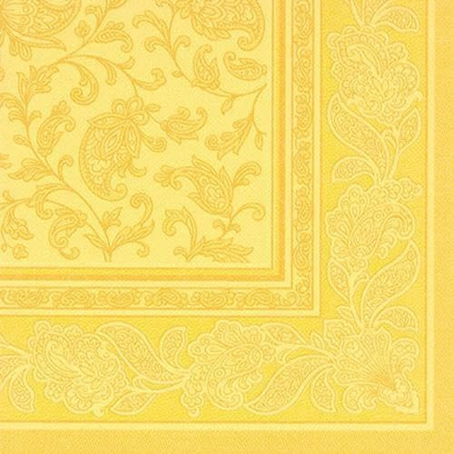 250 Premium Servietten ROYAL Collection 1/4-Falz 40 cm x 40 cm gelb Ornaments hochwertig