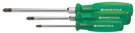 PB Swiss Tools Pozidriv-Schraubendreher-Satz, mit Multicraft-Kraftheft, 3-teilig