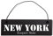 Deko Shabby Chic Schild New York Vintage Holz Türschild in schwarz mit Draht