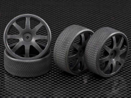 GPM Racing Delrin Front+Rear Drift Rims (8-Poles) for Team Losi 1/24 Micro SCT - 4Pc Set Black