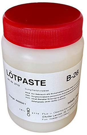 Lötpaste B-26 - Flussmittelpaste/Lötpaste/Lötfett zum Weichlöten Kupfer- und Messingwerkstoffen, Dose mit 250 g Inhalt