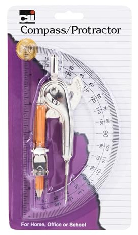 Charles Leonard Kugellager Kompass und 15,2 cm Winkelmesser Combo Set, Metall/transparent, 1 Set/Karte (80960)