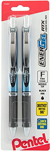 Pentel Ink Energel Retractable Fine Point Liquid Gel Pens - Black