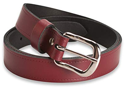 Hawkdale Womens Leather Belt - 1 Inch Skinny - Black, Brown, Tan - Made In The UK # 803-400 [Red] [Small - 28 - 33 (71-84cm)]